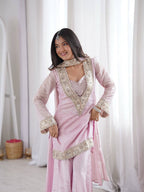 Sitara Frendy Silk Mirror Work Kurti Plazzo Set with Embroidered Dupatta for Festive Wear