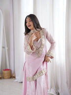 Sitara Frendy Silk Mirror Work Kurti Plazzo Set with Embroidered Dupatta for Festive Wear