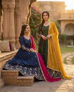 Designer Fendi Silk Gown with Zari Thread & Sequin Work