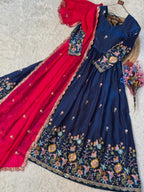 Designer Fendi Silk Gown with Zari Thread & Sequin Work