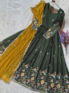 Designer Fendi Silk Gown with Zari Thread & Sequin Work