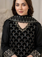 Yashira Black Fendy Kurta Palazzo set with Beads & Sequins Embroidery