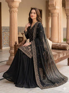 Yashira Black Fendy Kurta Palazzo set with Beads & Sequins Embroidery