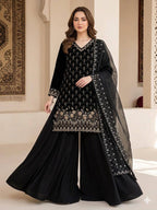Yashira Black Fendy Kurta Palazzo set with Beads & Sequins Embroidery