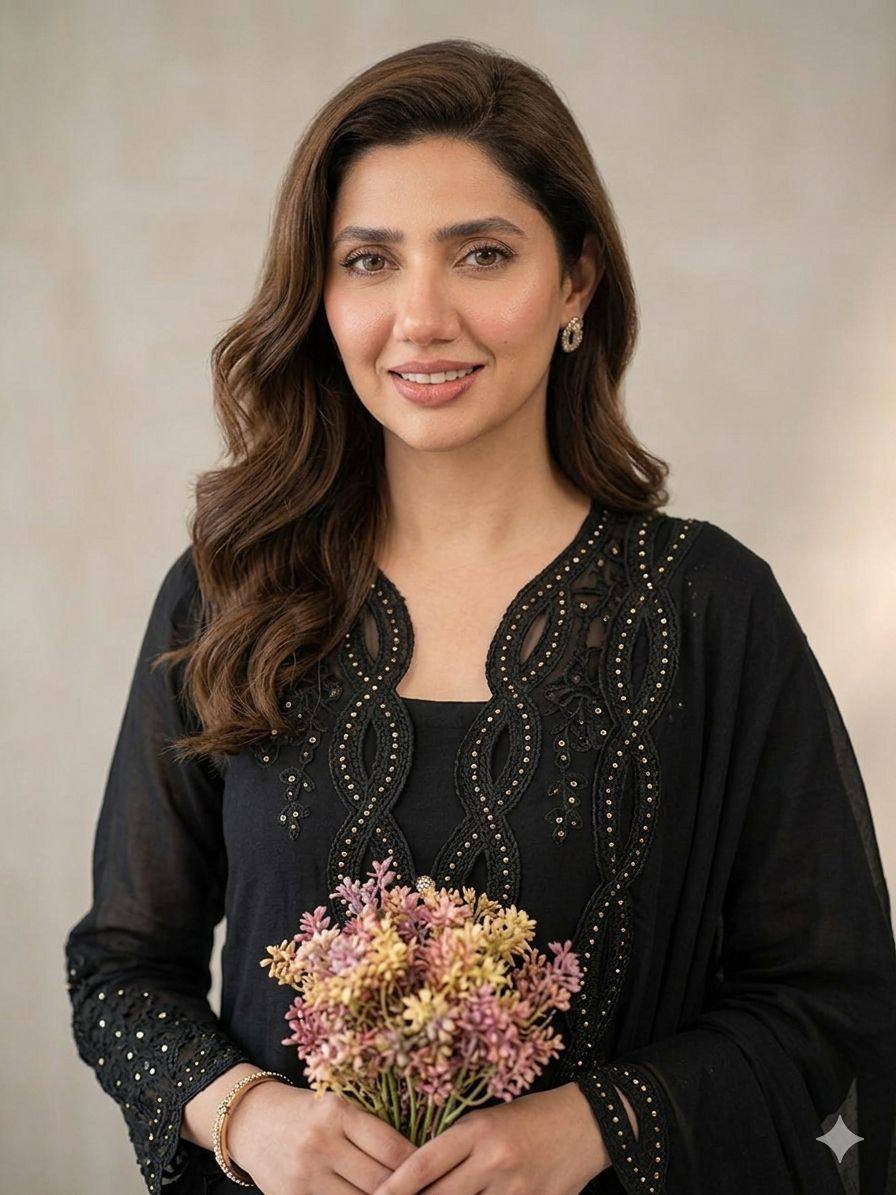 Vaidehi Black Mal Chanderi Embroidered Kurti with Shrug, Pant & Dupatta