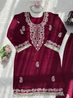 Ruhika Rayon Thread Work Kurti Set with Bell-Bottom