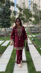 Ruhika Rayon Thread Work Kurti Set with Bell-Bottom