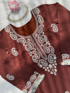 Ruhika Rayon Thread Work Kurti Set with Bell-Bottom