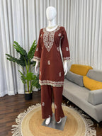 Ruhika Rayon Thread Work Kurti Set with Bell-Bottom