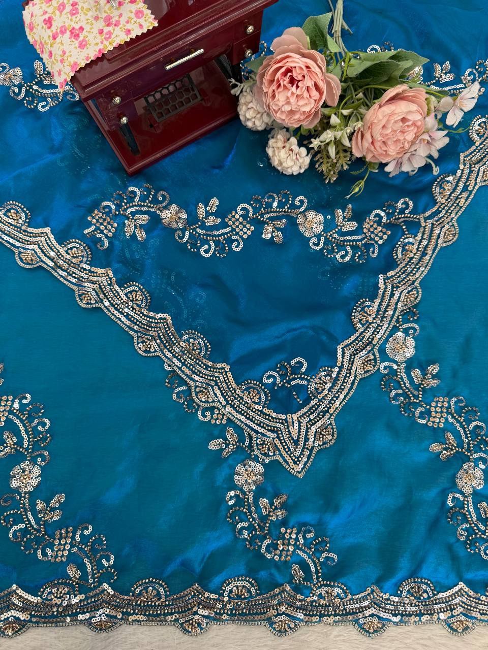 Myra Fendy Silk Beads & Sequins Work Saree with Stitched Blouse