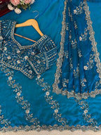 Myra Fendy Silk Beads & Sequins Work Saree with Stitched Blouse