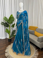Myra Fendy Silk Beads & Sequins Work Saree with Stitched Blouse