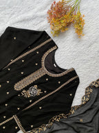 Premium Black Georgette Kurti Gharara Set with Sequin & Beads Embroidery