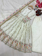 Aarunya Sheesha Silk Embroidered Gown Set with Swarovski Work & Dupatta
