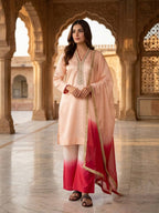 Designer Pink Dual Tone Embroidered Kurta Palazzo set