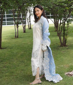 Ishnaya Designer Roman Glass Embroidered Cutwork Kurti Plazzo Set with Organza Dupatta