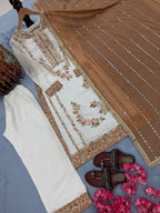 Vyomika Jimmy Choo Embroidered & Moti Work Kurti Plazzo Set with Dupatta