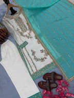 Vyomika Jimmy Choo Embroidered & Moti Work Kurti Plazzo Set with Dupatta