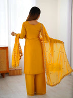 Iraaya Georgette Thread & Sequins Embroidered Kurti Plazzo Set with Dupatta