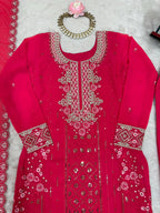 Iraaya Georgette Thread & Sequins Embroidered Kurti Plazzo Set with Dupatta