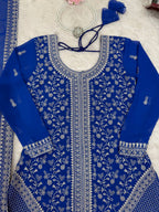 Vedanshi Premium Georgette Sequins & Thread Embroidered Kurti Plazzo Set