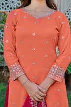 Adhira Georgette Sequins Embroidered Kurti Plazzo Set with Dupatta