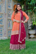 Adhira Georgette Sequins Embroidered Kurti Plazzo Set with Dupatta