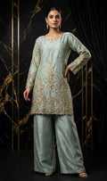 Samaira Chinon Silk Embroidered Kurti Palazzo Set