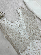 Sharvik Crunchy Silk Embroidered Kurta with Bell Bottom & Dupatta