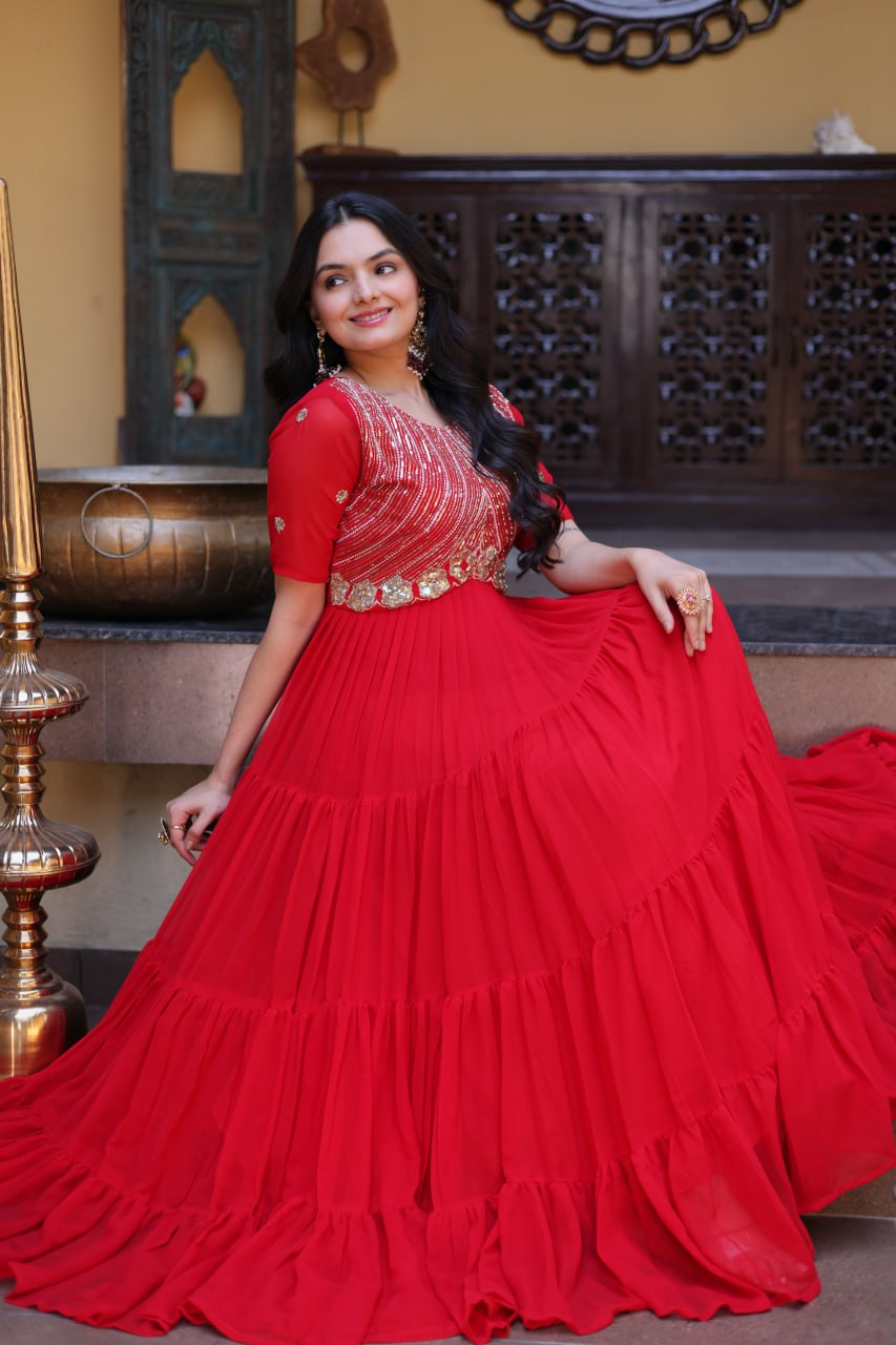 Mrinalika Blooming Embroidered Gown with Zari & Sequins Work