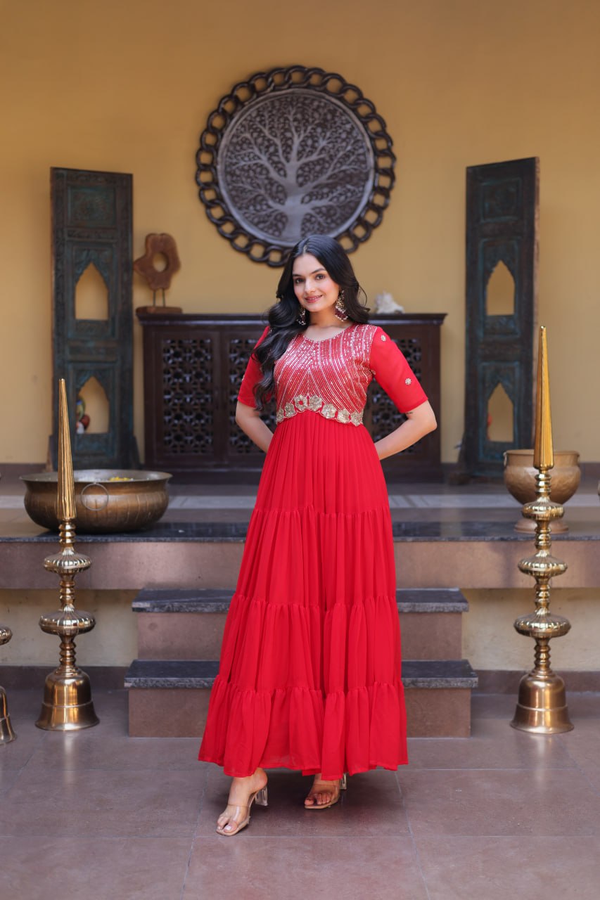 Mrinalika Blooming Embroidered Gown with Zari & Sequins Work