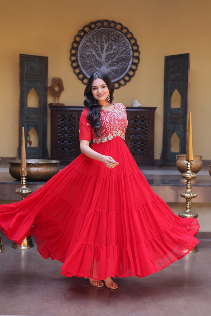 Mrinalika Blooming Embroidered Gown with Zari & Sequins Work