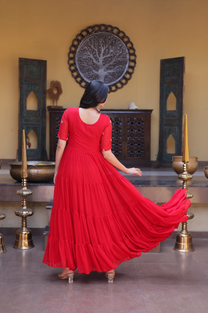 Mrinalika Blooming Embroidered Gown with Zari & Sequins Work