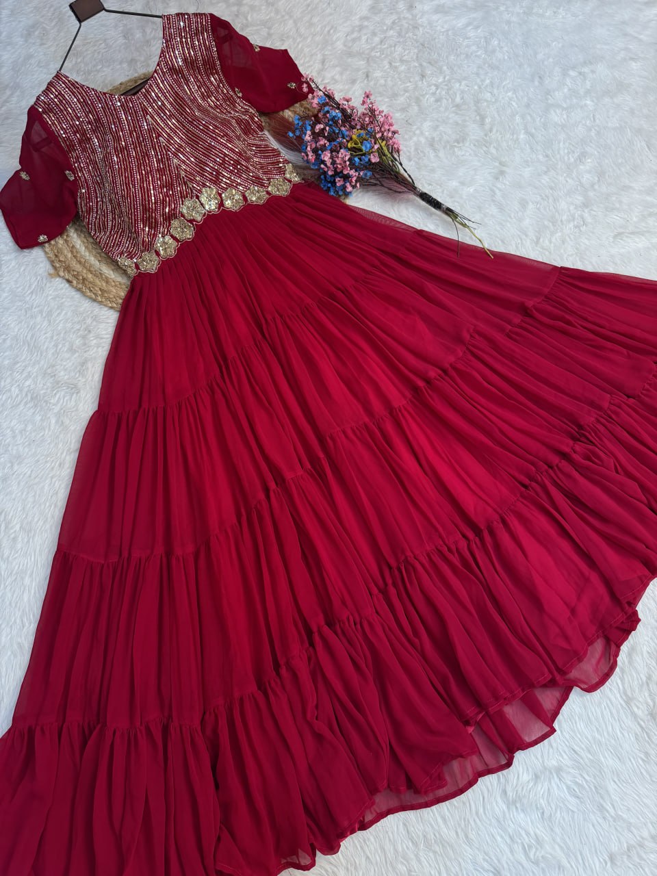 Mrinalika Blooming Embroidered Gown with Zari & Sequins Work