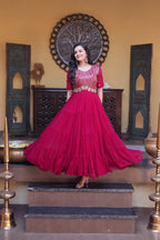 Mrinalika Blooming Embroidered Gown with Zari & Sequins Work