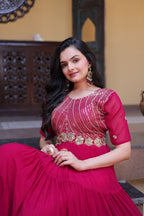 Mrinalika Blooming Embroidered Gown with Zari & Sequins Work