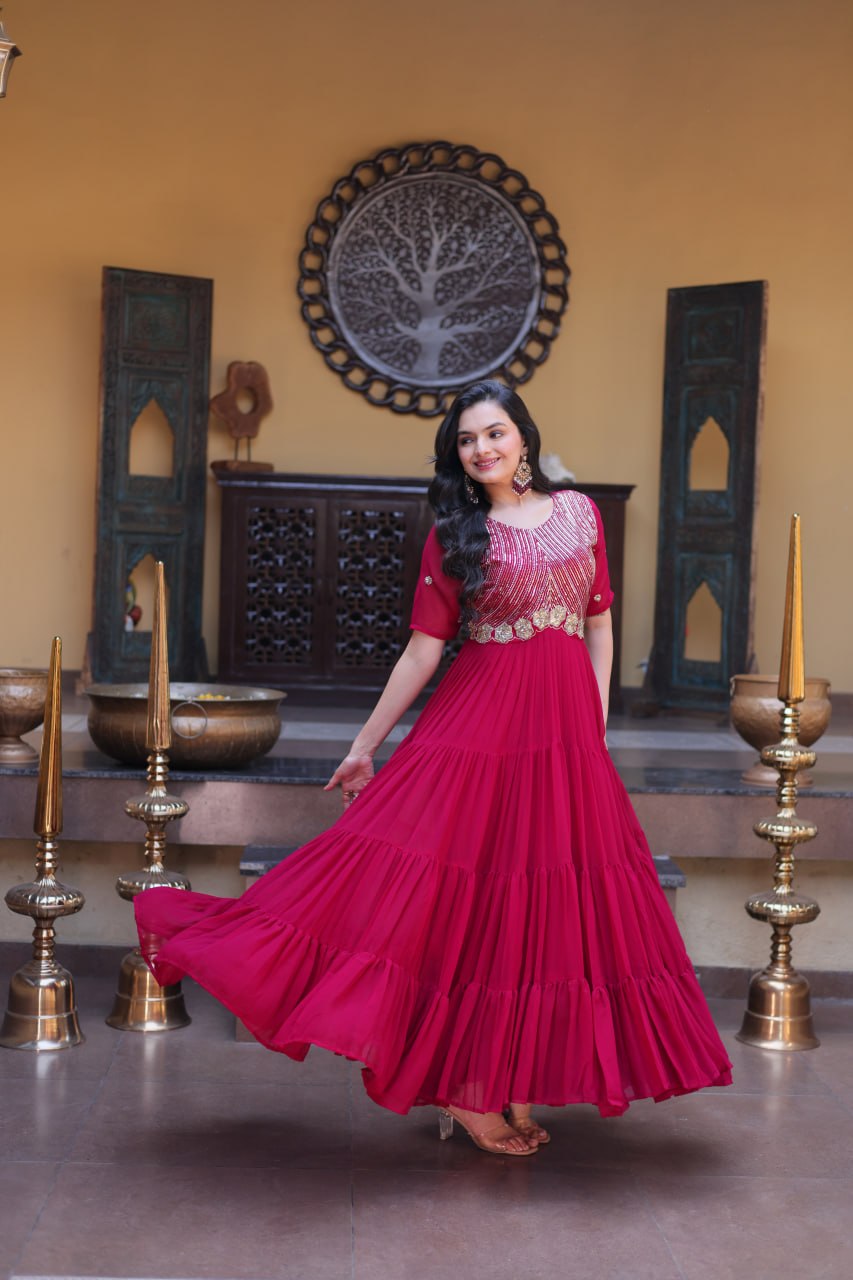 Mrinalika Blooming Embroidered Gown with Zari & Sequins Work