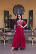 Mrinalika Blooming Embroidered Gown with Zari & Sequins Work