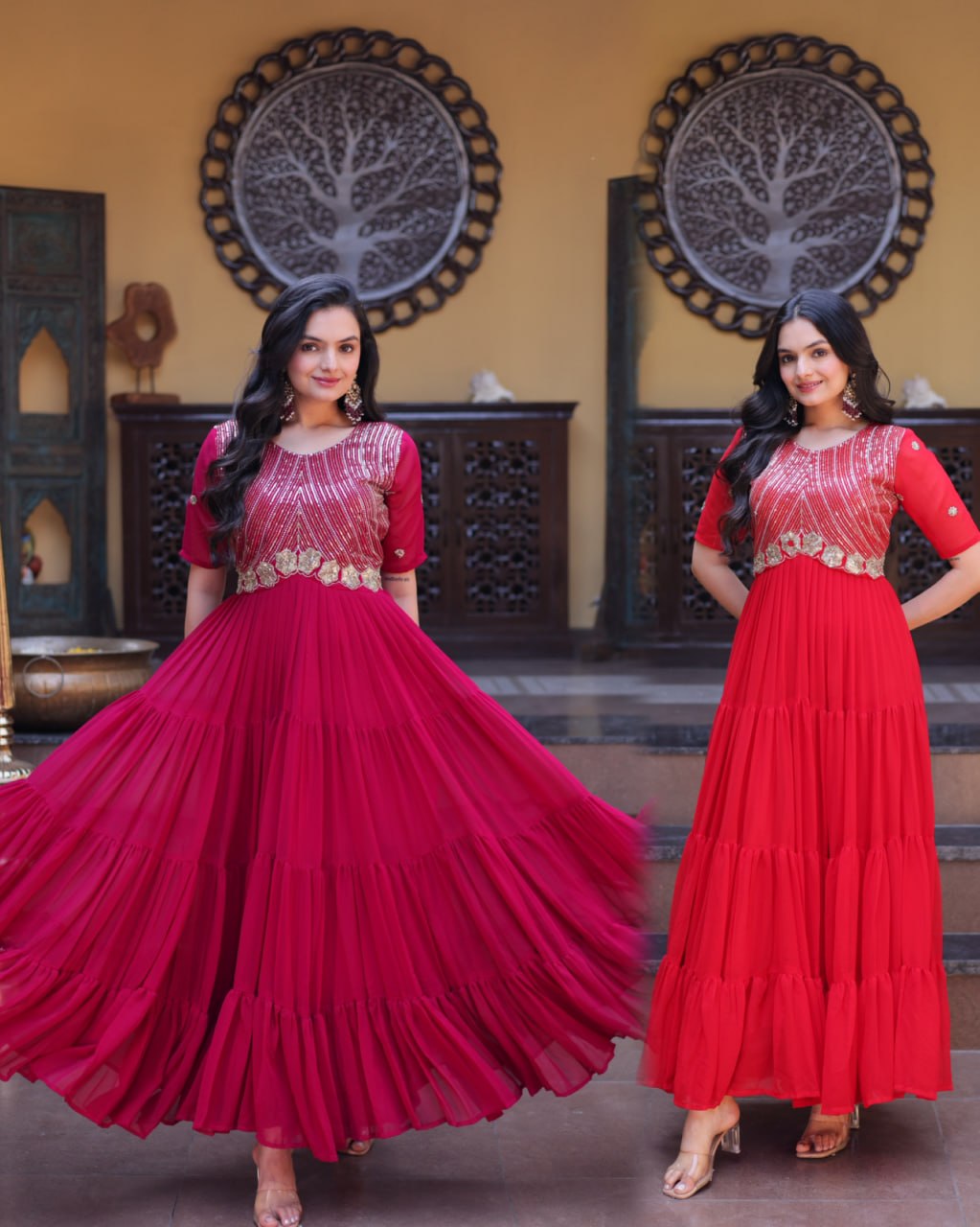 Mrinalika Blooming Embroidered Gown with Zari & Sequins Work