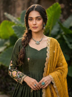 Yuktika Fendi Silk Heavy Embroidered Gown with Dupatta