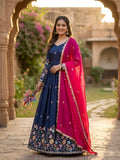 Yuktika Fendi Silk Heavy Embroidered Gown with Dupatta