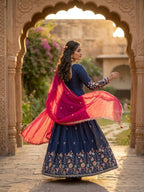 Yuktika Fendi Silk Heavy Embroidered Gown with Dupatta