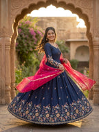 Yuktika Fendi Silk Heavy Embroidered Gown with Dupatta