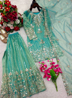 Avyara Organza Twine Net 5mm Sequins Embroidered Sarara Suit with Dupatta