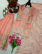 Avyara Organza Twine Net 5mm Sequins Embroidered Sarara Suit with Dupatta