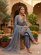Zarmina Fendy Heavy Sequins Embroidered Farshi Plazzo Set with Dupatta