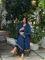 Chandrima Mal Chanderi Gown with Palazzo & Lace Dupatta