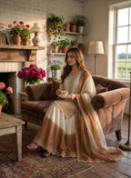 Nayantara Dual Tone Georgette Embroidered Kurti Palazzo Set with Cutwork Dupatta