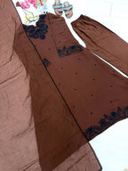 Zohra Mul Chanderi Embroidery Work Kaftan with Plazzo & Dupatta