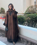 Zohra Mul Chanderi Embroidery Work Kaftan with Plazzo & Dupatta